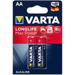 Set 4 baterii alcaline AA, 1,5 V, Varta Max Tech, Varta