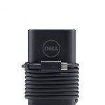 Dell 65W USB-C AC Adapter-EUR, 1 meter power cord, Incorporates a rubber strap for easy cable management and a LED light ring on the DC connector, DELL