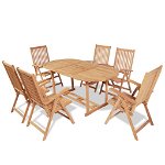 Set mobilier exterior cu scaune pliabile 7 piese lemn tec masiv