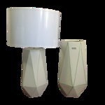 Set 1 lampa cu 1 vaza STRIPES, ceramica, alb verde, 40 34 cm, SPORVIL
