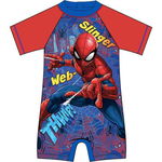 Costum de baie UV cu maneci scurte si fermoar Spiderman