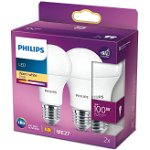 Pachet 2 becuri LED Philips A60 EyeComfort E27 13W 100W