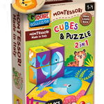 Puzzle din lemn 2 in 1, Lisciani, Baby Montessori, Cuburi, 28 piese, Lisciani