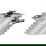 Oala pentru fiert lapte Rosberg R51425B4, 4 L, Pereti dubli, Fluier, Inductie, Inox, Rosberg