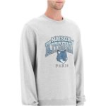 MAISON KITSUNÉ Crew-Neck Sweatshirt With Campus Fox Print LIGHT GREY MELANGE, MAISON KITSUNÉ