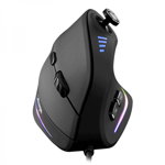 Mouse vertical optical Gaming Zelotes C18 cu fir si joystik 5 trepte 10000DPI 11 butoane programabile iluminare LED RGB cablu 1.8m negru