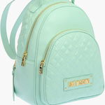 Moschino Love Solid Color Quilted Faux Leather Backpack Light Blue