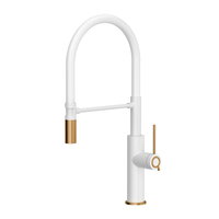 Baterie bucatarie cu pipa flexibila Quadron Unique Q-Line Slim Gemma alb - cupru