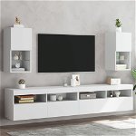 vidaXL Comode TV cu lumini LED, 2 buc., alb, 30,5x30x60 cm, vidaXL