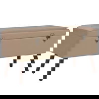 Bancă cu un compartiment de depozitare, bej, 80 cm, catifea