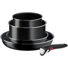 Set 5 piese TEFAL Ingenio Easy Cook & Clean L1539543, maner detasabil, invelis antiaderent Titan, indicator termic Thermo Signal (Negru), Tefal Set 5 piese TEFAL Ingenio Easy Cook & Clean L1539543, maner detasabil, invelis antiaderent Titan, indicator termic Thermo Signal (Negru), Tefal