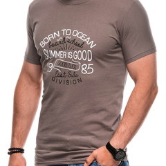 EDOTI, Tricou de bumbac cu text, Gri deschis EDOTI, Tricou de bumbac cu text, Gri deschis