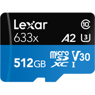 Card memorie Lexar 512GB High-Performance 633x microSDXC™ UHS-I, up to 100MB/s read 70MB/s write C10 A2 V30 U3, Global