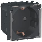 Priza 2P+E 2 module cu obturatoare + capac transparent Schneider Easy Styl LMR5310003, negru, SCHNEIDER