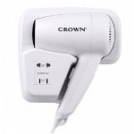 Uscător de păr de perete Crown CHD-1201WS, 1100W, 3 trepte / 2 nivele, siguranță, alb, Crown