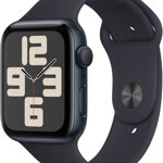 Apple Watch SE (2023), GPS, Carcasa Midnight Aluminium 44mm, Midnight Sport Band - S/M, Apple