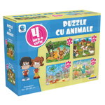 Puzzle 4 in 1, Smile Games, Animale (8, 12, 16, 24 piese), Smile Games