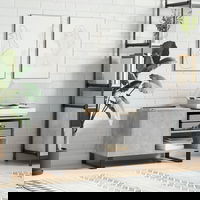 Dulap de discuri vidaXL, gri beton, 85x38x48 cm, lemn prelucrat, 16.1 Kg Dulap de discuri vidaXL, gri beton, 85x38x48 cm, lemn prelucrat, 16.1 Kg