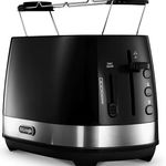 Prajitor de paine De'Longhi Active Line CTLA2103.BK, 900 W, 2 felii, control electronic rumenire, suport pentru chifle (Negru)