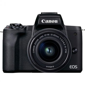 Aparat foto Mirrorless Canon EOS M50 Mark II, 24.1 MP, 4k, Wi-FI, Negru + Obiectiv EF-M 15-45mm