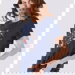 COLIN'S, Tricou cu decolteu la baza gatului si imprimeu grafic, Bleumarin, XS