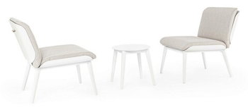 Set 2 scaune si masuta de cafea pentru gradina/terasa Isabela, Bizzotto, aluminiu/tesatura olefin, alb, Bizzotto