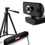 Kit Lector cu Camera WEB Full HD 1080 12MP Zoom 4X USB 2.0 cu microfon si trepied
