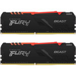 Memorie Desktop Kingston Fury Beast Black RGB 32GB(2 x 16GB) DDR4 3733Mhz, Kingston