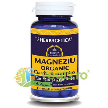 Magneziu Organic Cu B-Complex 60cps, HERBAGETICA