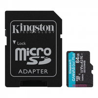 Card memorie microSD 128GB pentru supraveghere video, Kingston CANVAS GO Plus, 170 Mbps, cu adaptor, U3, V30, SDCG3/128GB