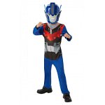 Costum cu masca Optimus Prime Transformers, varsta 3-6 ani, Albastru/Rosu