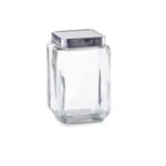 Recipient depozitare Zeller, sticla/otel inoxidabil, 11x11x18 cm, 1.5 l, transparent, Zeller