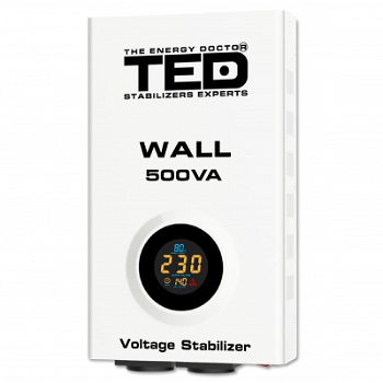 Nou! Stabilizator tensiune maxim 500VA-AVR LCD 2 iesiri schuko WALL TED Electric TED002174