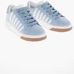 DSQUARED2 Suede-Leather Bumper Sneakers With Embossed Logo Light Blue