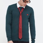 HUGO pulover de bumbac culoarea verde, light, Hugo