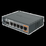 Mikrotik 5-Port Gigabt Ethernet Router, RB760iGS, 5* 10/100/1000Ethernetports, CPU nominal frequency: 880 MHz, 2* CPU core count, 4*CPU Threadscount, Size of RAM: 256 MB, Max Power cons 11W, 1x SFP ports, 1x USBports, Mikrotik