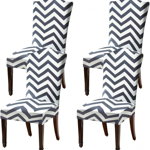 Set de 4 huse de protectie pentru scaune Lansheng, poliester, alb/negru, 18-24 cm /15-18 cm