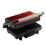 Grill electric cu placi antiaderente si termostat, 1500W, Metallic Line Burgundy