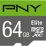 MicroSDXC Elite 64GB UHS-I (P-SDUX64U185GW-GE), PNY