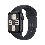 Smartwatch Apple Watch SE (2023) GPS, Retina LTPO OLED Capacitive touchscreen 1.78inch, Bluetooth, Wi-Fi, Bratara Silicon S/M, Carcasa Aluminiu 44mm, Rezistent la apa (Negru), Apple