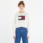 Tommy Jeans Center Flag Cable Hoodie White, Tommy Hilfiger