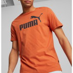 Puma, Tricou de bumbac cu imprimeu logo Essentials, Portocaliu inchis
