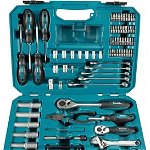 Tool set E-08458, 1/2, 1/4 and 3/8 (blue, 87 pieces, with 2 reversible ratchets), Makita