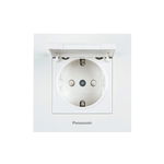 Priză simplă cu împământare Panasonic Karre Plus, capac de protecție, alb, incl. ramă