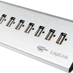 Hub extern logilink ua0225, usb 2.0 x 7, fast charging port, argintiu