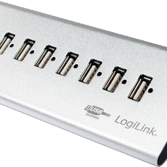 Hub extern logilink ua0225, usb 2.0 x 7, fast charging port, argintiu