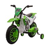 Motocicleta de Cros Electrica HOMCOM pentru Copii de 3-5 ani, Baterie 12V Reincarcabila 106,5x51,5x68cm, Verde | Aosom RO, HOMCOM