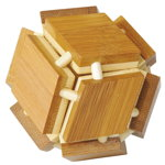 Joc logic IQ din lemn bambus 3D Magic box Fridolin, Fridolin