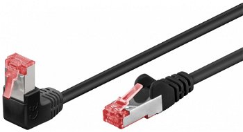 Cablu de retea cat 6 SFTP cu 1 unghi 90 grade 2m Negru, Goobay G51544, Goobay