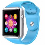 Ceas Smartwatch A1, Ecran 1.54 inch TFT LCD, Camera Foto, Apelare, Bluetooth, Compatibil IOS Android, Card MicroSD si SIM, Albastru